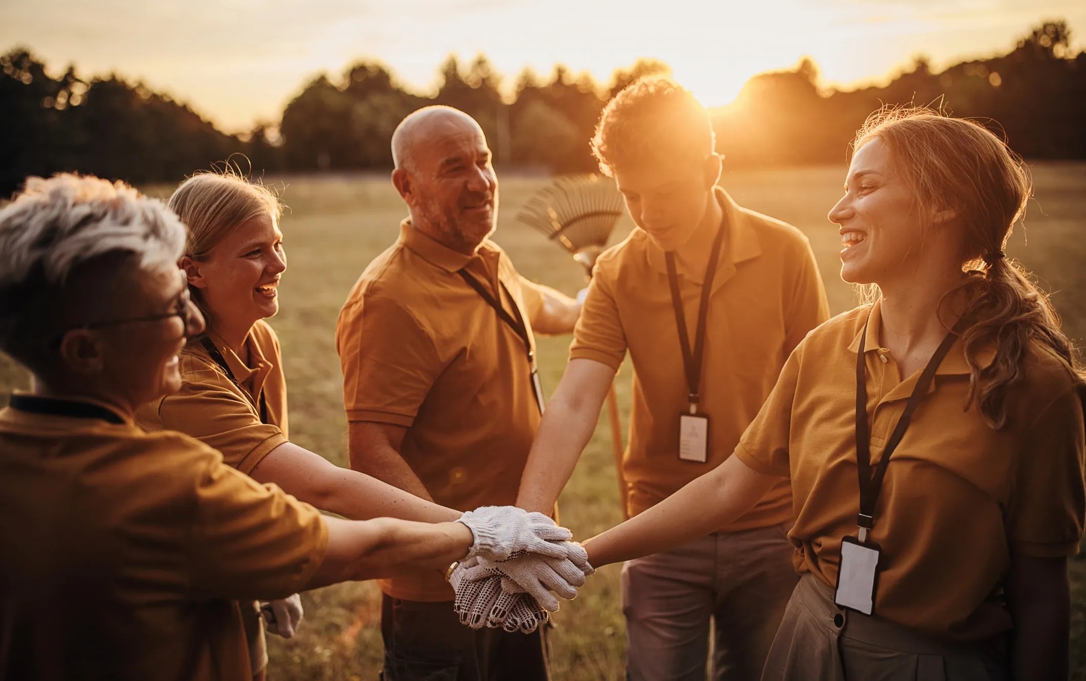 Volunteers working together in the community